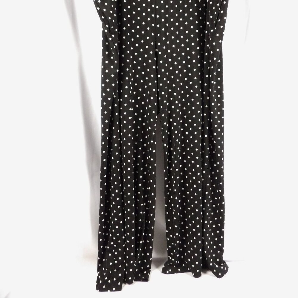 Quacker Factory Wide Leg Dress Pants 3X  Black Polka Dot Pull On Elastic Waist - Picture 3 of 5